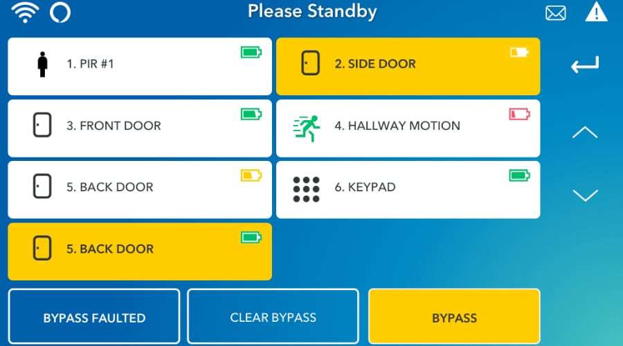 Kalamazoo security system command screen.